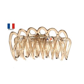 e-select+ French Lace Hair Claw Large 3.9 inches (10.0 cm), Hair Clip (Clear Beige)