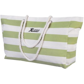 Xcase Wasserabweisende Strandtasche mit seitlicher Tasche, grün/weiß