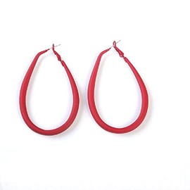 Large Red Matte Round Hoop Earrings Wide Faux Leather Multicolor Pierced for Women Classic Lightweight Wedding Holiday Jewelry-Red Teardrop