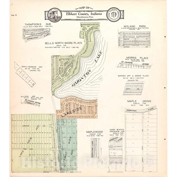 Historic 1929 Wall Map - Atlas and plat Book of
