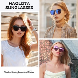 HAOLOTA Retro Sunglasses Womens Polarzied Trendy Cat Eye Designer Vintage Sunglasses UV400 Protection