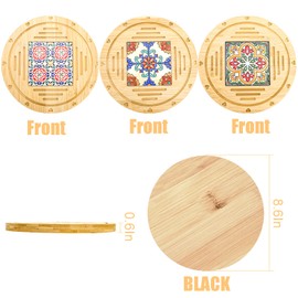 WUWEOT 3 Pack Wooden Round Trivets for Hot Dishes, 8.6 Inch Heat Resistant Pots and Pans Tea Pot Holders, Non-Slip Coasters Pads for Hot Dishes, Bowls, Plates, Pots and Pans, Tabletop Protection