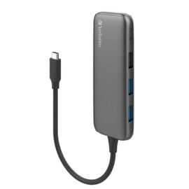 Verbatim Type C Hub with 2X USB3.0 1x USB2.0 1x Type C - Grey