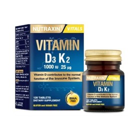 Nutraxin D3K2 120 Tablet - 1000 Iu D3 Vitamini, 25 Mcg K2 Vitamini