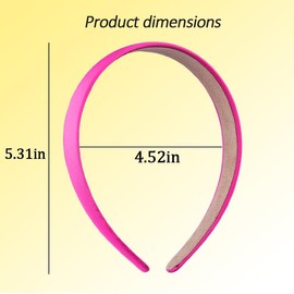 Pink Headband Padded Headbands for Girls Women Satin Headband Wide Sponge Head Band for Women Christmas Hair Bands for Women Hairband Hoops Cosplay Hair Accessories Hot Pink Headband