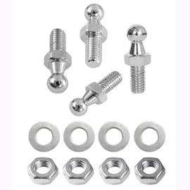 TOOMYAUTO M6 x 10mm Silver Ball Stud Bolts, Pack of 4, Gas Strut Mounting Bolts