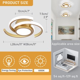 ADISUN LED Modern Ceiling Light,6000K Semi Flush Mount Ceiling Light Fixture,Unique Ceiling Light for Living Room Bedroom Corridor Aisle Hallway Indoor Ceiling Lamp (D11 in*H2.9 in; 33W)