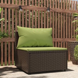 vidaXL Patio Middle Sofa Brown PE rattan Medium Adjustable Feet