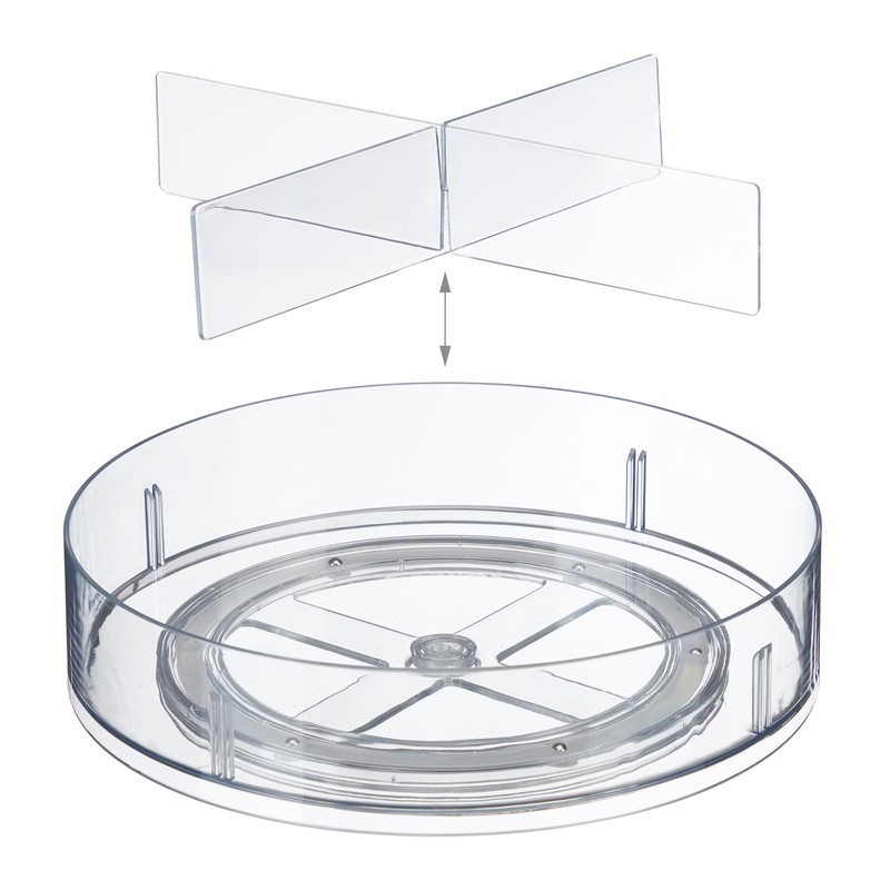 Relaxdays Turntable, Diameter 27 cm, 4 Compartments, Plastic Rotating Plate