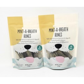 Mint-A-Breath Minty Bones (6 Bones) for Dogs Net Wt. 7.86 Oz (223g) - Pack of 2