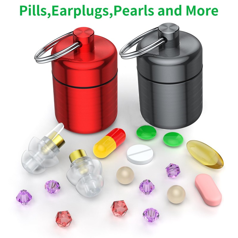 Ear Plug Carrying Case Keychain(2 Pack), Small Waterproof Metal Earplug