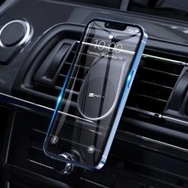 Soporte Magnético Auto Negro 1HORA,Clip Ventilación Fijo,Incluye Placa Magnética,Compatible iPhoneSamsungAndroid,Compacto,Seguro,Ideal Para Viajes... 