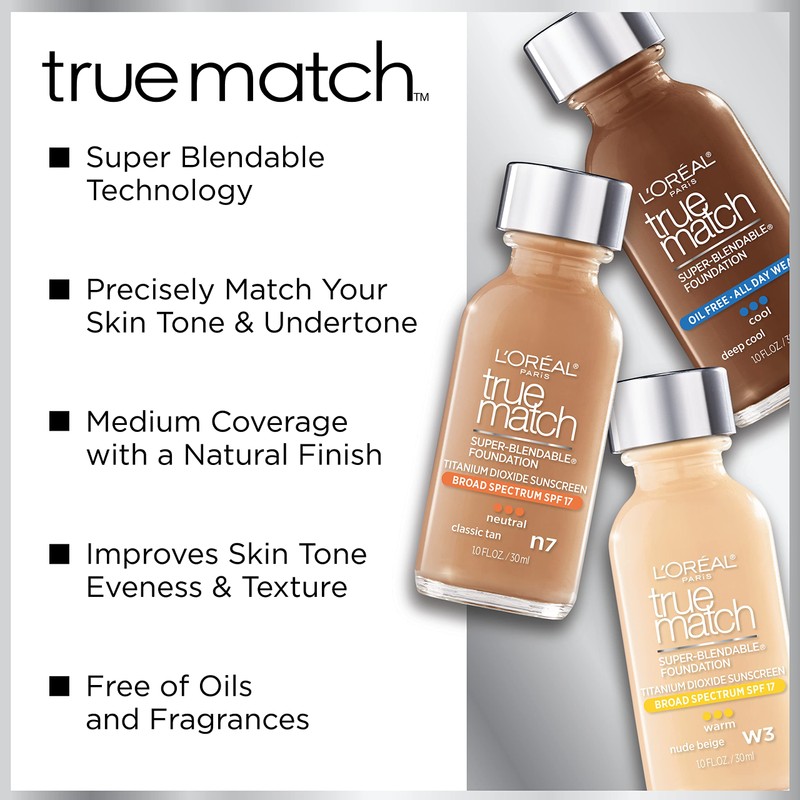 L'Oreal Paris Makeup True Match Super-Blendable Liquid Foundation, Classic Tan