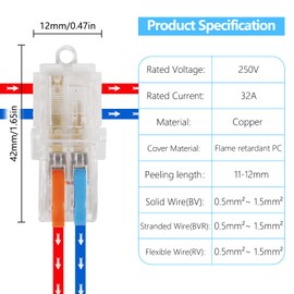 MELIFE 10PCS T Tap Wire Connectors, Solderless Quick Splice Wire Connectors for 0.5-1.5mm² Wire, Electrical T-Tap Self-Stripping Connectors Kit