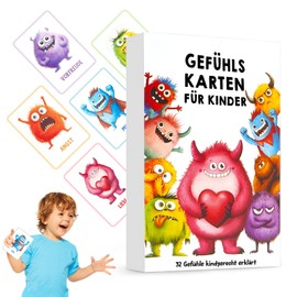 ZTBFHLZQ Gefühlskarten für Kinder, Emotional Cards for Children, 32 emotionskarten + ERKLÄRTEXTE, Card Game for Emotional Children, for Nursery & Primary School, Promote Social-Emotional Development
