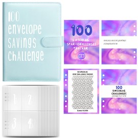 Budget Planner German A5 Budget Planner Money Organiser Ring Binder Financial Planner Household Book Saving Folder 100 Envelope Challenge Binder, Cash Stuffing Starter Set (Blue)