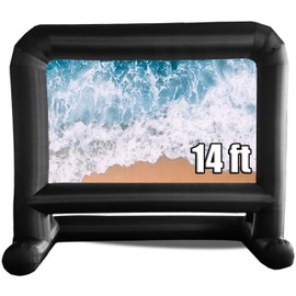 HuaKastro 14 FT Inflatable Projector Screen – One-Piece Design, Easy Setup Blow-Up Movie Screen with Quiet Fan, Ideal for Outdoor & Indoor Movie Nights, Backyard Events, and Parties (Stable Base)