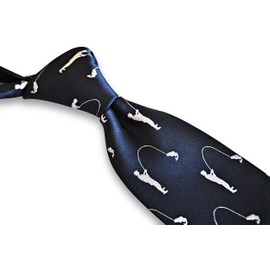 Frederick Thomas Navy Blue Mens Tie with Man with Fishing Rod pattern