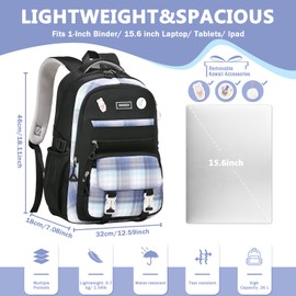 ASKSKY Girls Backpack, Kawaii Bookbag for Teen Multiple Pockets Kids School Backpack for Primary Elementary Middle School,Age 6-14, Black