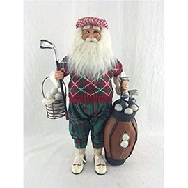 Karen Didion Originals Golf Santa with Basket Figurine, 17 Inches