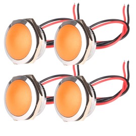 Gebildet 4pcs AC/DC 12-24V 20mA Energy Saving Indicator Metal Indicator Lamp Waterproof Signal Lamp Hole Size 22 mm Orange LED (Spherical Surface Head)