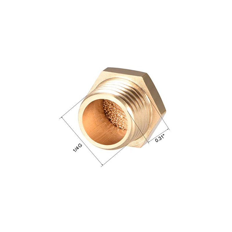 sourcing map 10pcs Brass Silencer G1/4 Adjustable Silencer G Brass