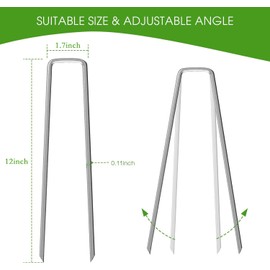 UPMCT UPMCT 12 Inch Galvanized Garden Landscape Staples Stakes, 25 50 100 PCS Anti-Rust Garden Staples U-Shaped Landscape Pins for Secure Lawn Fabric (25, 12 Inch)