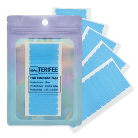 TERIFEE 60PCS Hair Extension Tape,Blue Double Sided Tape in Human Hair Extension Tape Replacement 1.57 x 0.31 Inch Tape Tabs for Hair Extensions