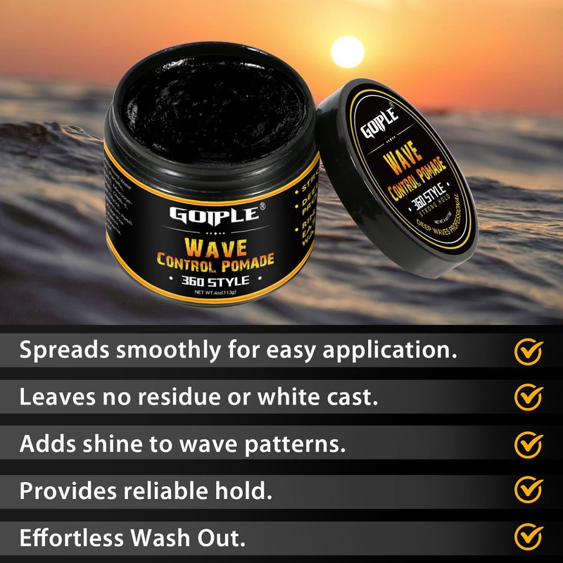 Natural Wave Pomade for Men Strong Hold, Easy Wash -