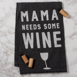 Primitives by Kathy Black Cotton Dish Towel, 28 x 28-Inches, Mama Wine
