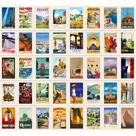 40 Vintage Travel Postcards with 40 Different Designs on the Front Thick Card (40 VIntage Travel)