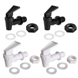 Xgvzs 4 PCS Water Butt Tap Universal Water Dispenser Tap Replacement Black and White Replacement Cooler Faucet for Hot Cold Water Rain Bucket