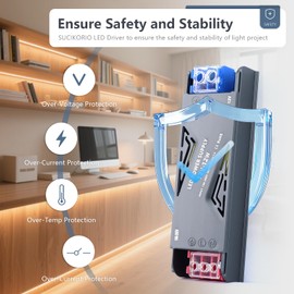 SUCIKORIO 12V 24W LED Driver, Ultra Slim LED Transformer 240V AC to 12V DC 2A 24 Watt Quiet Low Volt Converter LEDs Power Supply Constant Voltage For LEDs Strip, Wall Lamp, Indoor