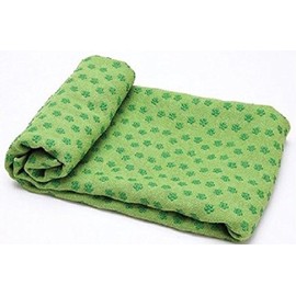 Mansov Yoga Towel, Pilates Camping Outdoor Towel, For Bikram, Hot Yoga, Fitness, Exercise. Anti-Slip, Ultra Absorbent, Machine Washable Microfiber, Plum Point Design, Carrying Mesh Bag, Green