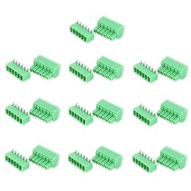 Screw Terminal Block, 10 Pairs 6-Pin Screw Terminal Block Connector 15EDG 3.81mm Pitch Male Female Pluggable Terminals