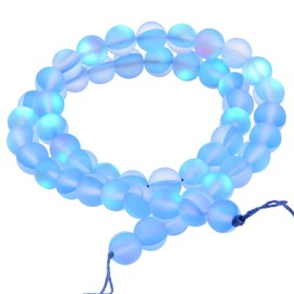 Matte Aurora Crystal Glass Beads Gemstone 6MM Dark Blue Frosted Glitter Shining Mermaid Round Loose Beads Frosted Moonstone for Jewelry Making