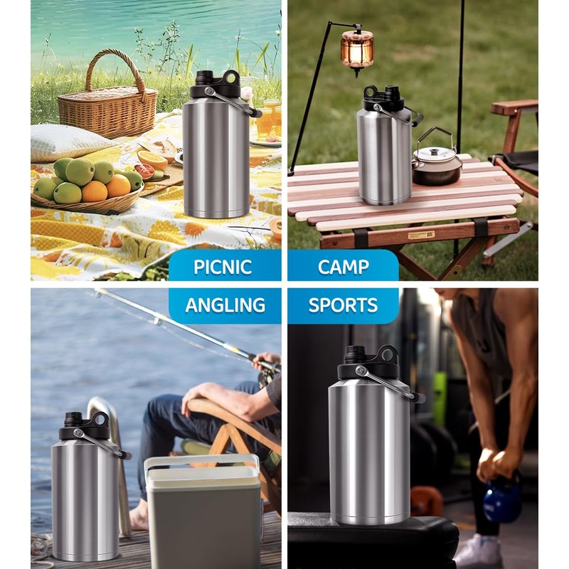 GAGANIU Insulated Water Bottle, 1 Gallon Jug with Handle, 128