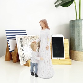 CHUANGLI Mother and Son Figurine, Mom Gifts from Son, Birthday Gifts for Mom Gifts for Mothers Day Hand Carved Collectible Figurine Decorative Ornament Encouragement Present to Show Love, Gratitude