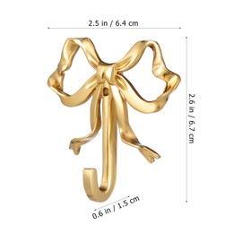 Gadpiparty 2Pcs Bow Hook Decorative Wall Hooks Bowknot Coat Hook Gold Towel Robe Hook Hanging Brass Hooks for Home Bedroom Bathroom Office Outdoor (2.63 inches)