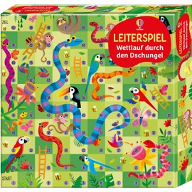 Leiterspiel: Wettlauf durch den Dschungel: Set mit Spielbrett, Spielfiguren und Würfel - ab 3 Jahren