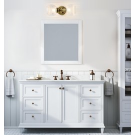 Pathson 2 Heads Wall Sconce Striped Glass Shade, 2-Light Modern Bathroom Sconces Wall Vanity Light Fixtures Brass Finish, Vintage Wall Sconce Lamp for Mirror Living Room Bedroom Farmhouse Lighting