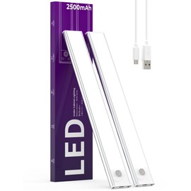 Under Cabinet Lights Motion Sensor Light Indoor 2500mAh Rechargeable LED Closet Lights Battery Operated Under Counter Lights for Kitchen Lights Under Cabinet Lighting Wireless (White, 2Pack)