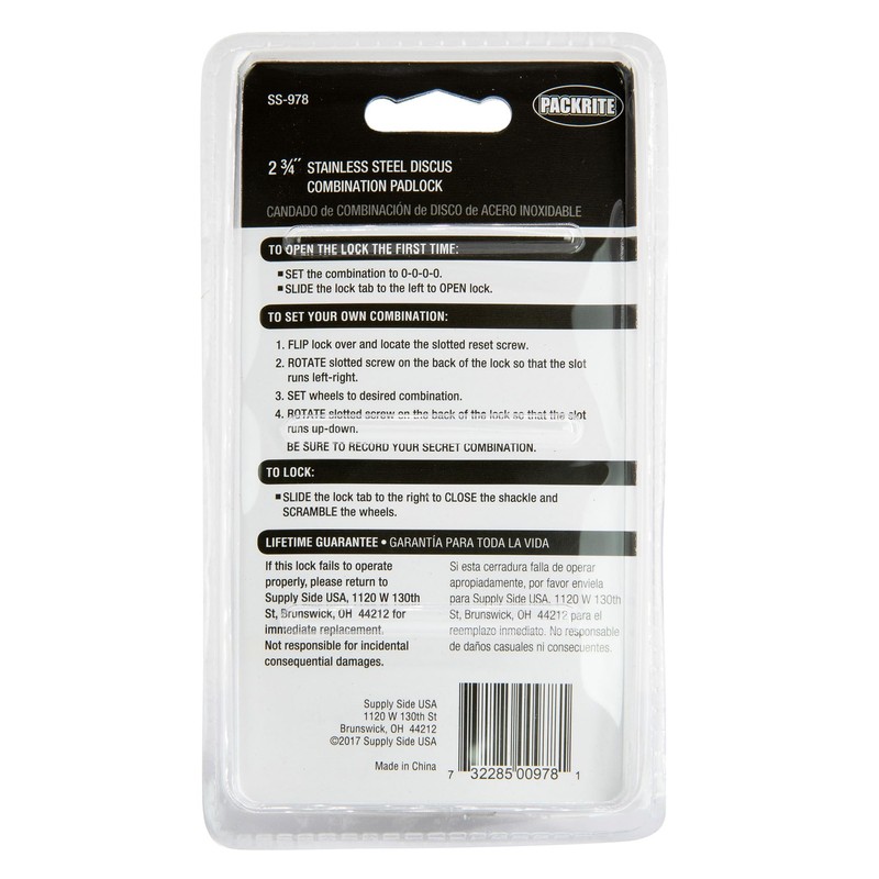 Defense2 Platinum Series Disc Lock, Durable Stainless Steel Combo Lock