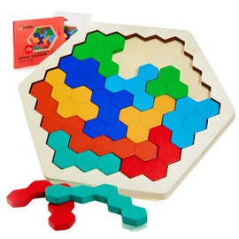 CUBIDI® Creative Montessori Tangram Hexagon | Promotes Logical Thinking and Spatial Imagination | Skill Game Made of High-Quality Wood | Educational Games from 4 Years for Boys and Girls