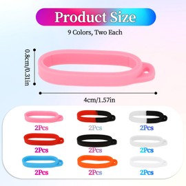 JJUNW 18PCS 9 Colors Anti-Lost Silicone Rubber Rings Holder, Adjustable Cases Necklace Lanyard Bands Replacement Pendant Carrying Kit, Silicone Lanyard Holder Case For Pen Office Daily Sports