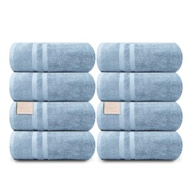 Organix Oversized 8 Piece Soft Bath Sheets Towels 550 GSM Cotton Bath Towels Extra Large 35"x70", Highly Absorbent & Quick Dry, Super Soft Hotel Quality Extra Large Bath Towels, Daily Use (Light Blue)