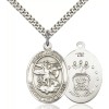 Bliss Sterling Silver Saint Michael Air Force Medal Pendant Necklace