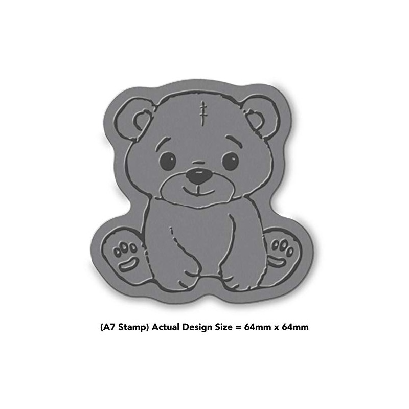 'Cute Teddy Bear' Rubber Stamp - Unmounted Design for Crafting