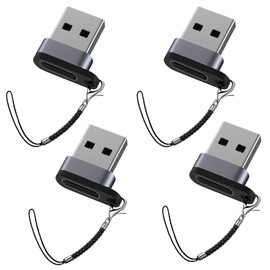Liaoan USB C to USB Adapter, USB Male to USB Female Male, Portable USB C Transmission Key Chain Adapter [Set of 4]