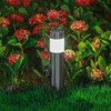 Solar Bollard Lights Outdoor - 6 Pack Stainless Steel Warm